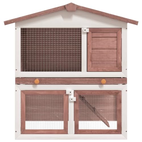 HOMIUSE Hasenstall Kaninchenstall 3 Türen Hasen ZubehöR Meerschweinchen KäFig Hasenstall DraußEn Winterfest HamsterkäFig Braun Holz Meerschweinchen Haus Holz 94x60x98 cm von homiuse