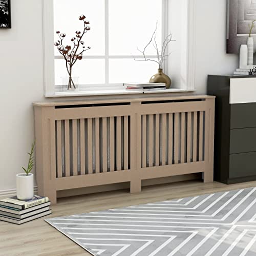 HOMIUSE Heizkörper Abdeckung 172x19x81.5 cm Heizkörper Modernes Lamellen-Design Heizung Verkleidung Abdeckung Heizungsfür Schlafzimmer Wohnzimmer Radiator Cover Braun MDF von homiuse