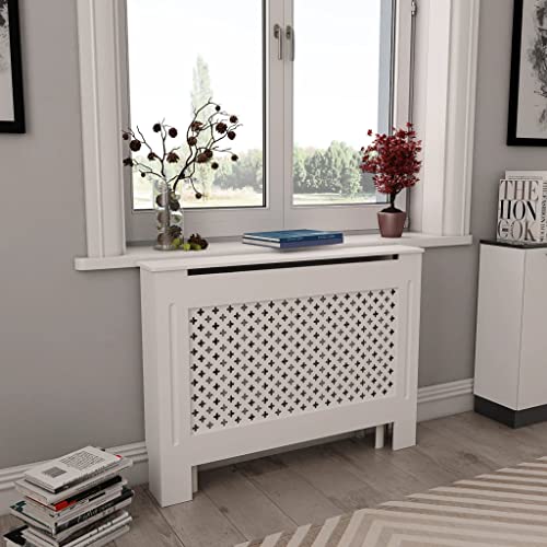 HOMIUSE Heizkörperabdeckung 112×19×81,5 cm Heizkörper Verkleidung Abdeckung Heizkörperverkleidung Modernes Wabenmuster Design Heizung Abdeckung Radiator Cover für Wohnzimmer Weiß MDF von homiuse