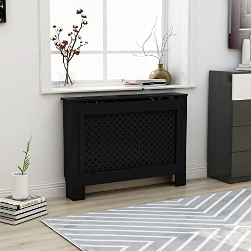 HOMIUSE Heizkörperabdeckung 112×19×81,5 cm Heizkörper Verkleidung Abdeckung Modernes Wabenmuster Design Heizkörperverkleidung Heizung Abdeckung Radiator Cover für Wohnzimmer Schwarz MDF von homiuse