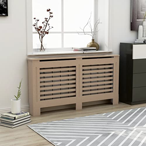 HOMIUSE Heizkörperabdeckung 152x19x81.5 cm Heizkörper Abdeckung Verkleidung Heizkörperverkleidung Modernes Lattenförmiges Design Heizung Abdeckung Braun Radiator Cover für Wohnzimmer Braun MDF von homiuse