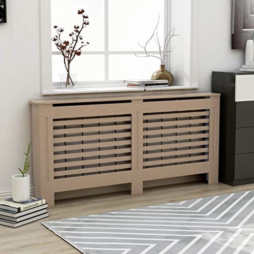 HOMIUSE Heizkörperabdeckung 172x19x81.5 cm Heizkörper Abdeckung Verkleidung Heizkörperverkleidung Modernes Lattenförmiges Design Heizung Abdeckung Radiator Cover für Wohnzimmer Braun MDF von homiuse