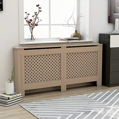 HOMIUSE Heizkörperabdeckung 172x19x81.5 cm Heizkörper Abdeckung Verkleidung Heizkörperverkleidung Modernes Wabenmuster Design Heizung Abdeckung Radiator Cover für Wohnzimmer Braun MDF von homiuse
