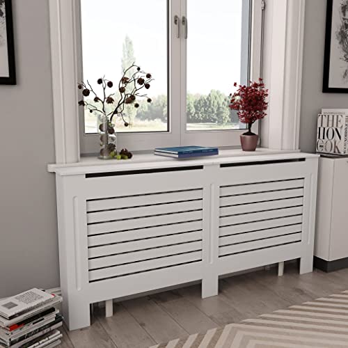 HOMIUSE Heizkörperabdeckung 172x19x81.5 cm Heizkörper Verkleidung Abdeckung Modernes Lattenförmiges Design Heizkörperverkleidung Heizung Abdeckung Radiator Cover für Wohnzimmer Weiß MDF von homiuse