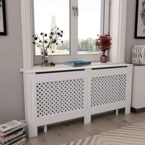 HOMIUSE Heizkörperabdeckung 172x19x81.5 cm Heizkörper Verkleidung Abdeckung Modernes Wabenmuster Design Heizkörperverkleidung Heizung Abdeckung Radiator Cover für Wohnzimmer Weiß MDF von homiuse