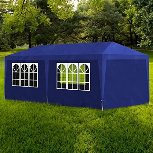 HOMIUSE Partyzelt Blau 3x6 m Pavillon Faltpavillon Grillpavillon Verkaufsstand Gartenpavillon Gartenlaube Party Zelt Groß Bierzelt Faltzelt Pavillion Klappbar Faltbar Grill Pavillions von homiuse