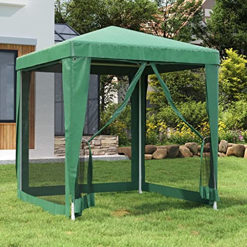 HOMIUSE Partyzelt mit 4 Mesh-Seitenwänden Pavillon Faltpavillon Grillpavillon Gartenpavillon Gartenlaube Verkaufsstand Party Zelt Groß Bierzelt Faltzelt Grill Pavillions Klappbar Grün 2x2 m HDPE von homiuse