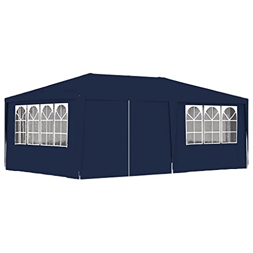 HOMIUSE Profi-Partyzelt 4x6 m Blau 90 g/m² Pavillon Faltpavillon Gartenpavillon Grillpavillon Verkaufsstand Gartenlaube Party Zelt Groß Bierzelt Faltzelt Faltbar Grill Pavillions mit Seitenwänden von homiuse