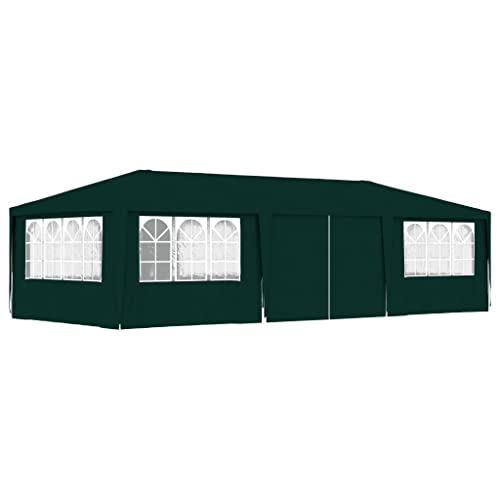 HOMIUSE Profi-Partyzelt mit Seitenwänden 90 g/m² Pavillon Faltpavillon Gartenpavillon Grillpavillon Verkaufsstand Gartenlaube Party Zelt Groß Bierzelt Faltzelt Faltbar Grill Pavillions4x9 m Grün von homiuse