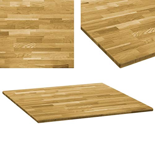 homiuse Tischplatte Eichenholz Massiv Quadratisch 23 mm 80x80 cm Braun Holzplatte Massiv Holzplatte Quadratisch Tischplatte Ersatzteil für Esstisch Couchtisch Tische Langlebig Klassisches Design von homiuse