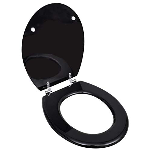 HOMIUSE Toilettensitz MDF Deckel Schlichtes Design Schwarz Toilettendeckel Wc Sitz Klobrille Wc Deckel Toilettenbrille Toilet Seat Toiletten Deckel Familien, Restaurants Universell Design 45x36 cm von homiuse