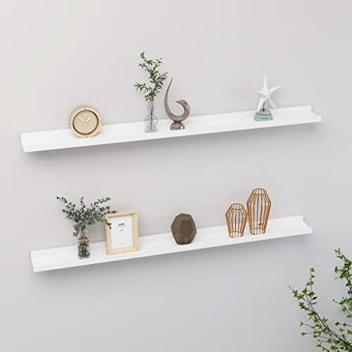 homiuse Wandregal Weiß 2 STK. BüCherregal Regal Wand BüCherregal Wand Regal Holz Wandregal KüChe KüChenregal FüR WäNde Wandregal Kinderzimmer Wandboard Wall Shelf Bookshelf 100x9x3 cm von homiuse