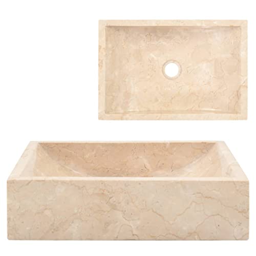 HOMIUSE Waschbecken 45x30x12 cm Natürlicher Marmor Creme Waschtisch Aufsatzwaschbecken Badunterschrank Waschbecken Waschbecken GäSte Wc Flusssteine Waschbecken Steinwaschbecken Rechteck von homiuse