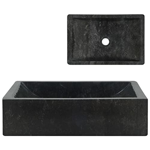 HOMIUSE Waschbecken 45x30x12 cm Natürlicher Marmor Schwarz Waschtisch Aufsatzwaschbecken Badunterschrank Waschbecken Waschbecken GäSte Wc Flusssteine Waschbecken Steinwaschbecken Rechteck von homiuse