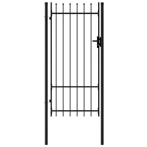 HOMIUSE Zauntor Einzelflügel mit Speerspitzen Stahl 1x2 m Schwarz 6 Spitze Gartentor Metall SgartentüR Ichtschutz Garten Garden Gate Premium Gartentür aus Metall Mit Speerspitzen 3 keys von homiuse