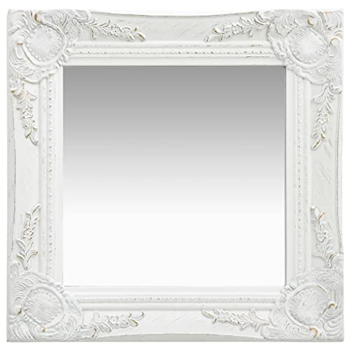 Homiuse Wandspiegel im Barock-Stil 40x40 cm Weiß - Vintage Fensterspiegel Shabby Chic Möbel - Antik Badezimmerspiegel für Flur Deko von homiuse