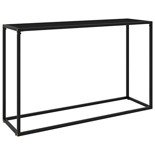 homiuse 120x35x75cm Konsolentisch Schwarz Hartglas Beistelltisch Bartisch Sideboard Wohnzimmer Regal Schwarz Beistelltisch Schwarz Metallregal Schwarz Konsolentisch Schwarz Regal Metall Schwarz von homiuse