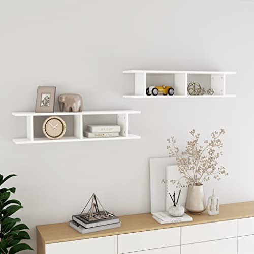 homiuse 2 STK. Wandregal Weiß 90x18x20 cm BüCherregal Wandregal Holz Regal Wand BüCherregal Wand Regal Holz Wandregal KüChe KüChenregal Wand Regale FüR WäNde Wandregal Kinderzimmer Wandboard Cd von homiuse