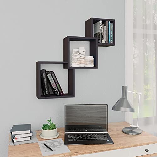 homiuse 68x15x68 cm Cube Wandregale 3 STK. Grau BüCherregal Wand Wandregal Holz Regal Wand Wandregal KüChe KüChenregal Wand Regale FüR WäNde HäNgeregal Wandregal Kinderzimmer Wandboard Wall Shelf von homiuse