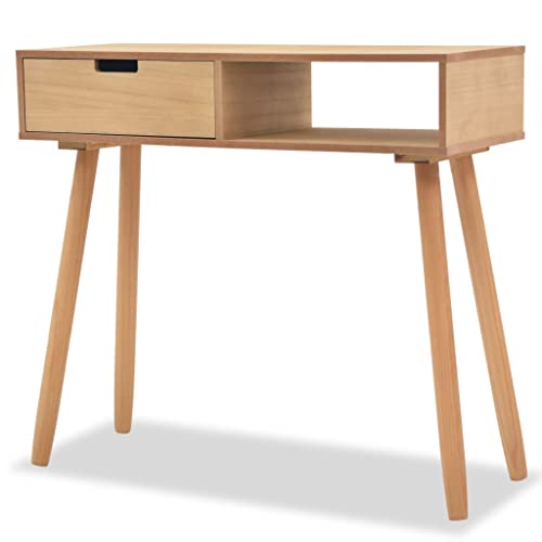 homiuse 80x30x72cm Konsolentisch Kiefernholz Massiv Braun Beistelltisch Konsolentisch Bartisch Sideboard Wohnzimmer Konsolentisch Schmal Industrial MöBel Fußpolstern 1 Schublade&EIN Fach von homiuse