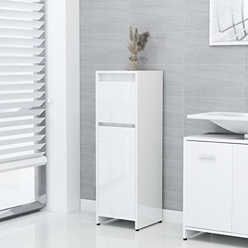 homiuse Badezimmerschrank mit Schublade Waschbeckenunterschrank Badezimmer Möbel Badunterschrank Badmöbel 30x30x95 cm Holzwerkstoff Hochglanz Weiß von homiuse