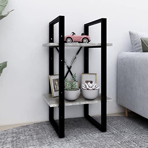 homiuse Bücherregal 2 Fächer Grau Sonoma 40x30x70 cm Holzwerkstoff BüCherregal Regal Wand WüRfelregal Kinderregal BüCherregal Holz Buchregal BüCherschrank Aufbewahrungsregal Bookshelf Metallgestell von homiuse