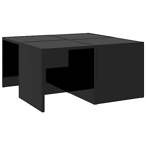 homiuse Couchtisch Beistelltisch Esstisch 4 STK. Wohnzimmermöbel Inneneinrichtung Modernes Design Hochglanz-Schwarz 66x66x33 cm von homiuse