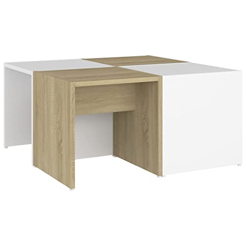 homiuse Couchtisch Beistelltisch Esstisch 4 STK. Wohnzimmermöbel Inneneinrichtung Modernes Design Weiß und Sonoma-Eiche 66x66x33 cm homiuse Couchtisch Beistelltisch Esstisch 4 STK. Wohnzimmermöbel Inneneinrichtung Modernes Design Weiß und Sonoma-Eiche 66x66x33 cm von homiuse