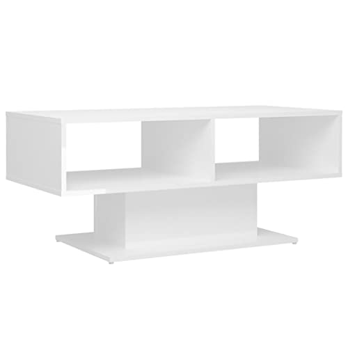 homiuse Couchtisch Esstisch Beistelltisch Multifunktionale Wohnzimmermöbel Inneneinrichtung Modernes Design Hochglanz-Weiß 103,5x50x44,5 cm von homiuse