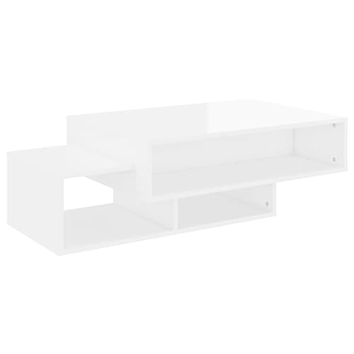 homiuse Couchtisch Esstisch Beistelltisch Multifunktionale Wohnzimmermöbel Inneneinrichtung Modernes Design Hochglanz-Weiß 105x55x32 cm von homiuse