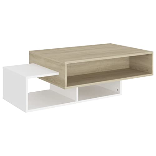 homiuse Couchtisch Esstisch Beistelltisch Wohnzimmermöbel Inneneinrichtung Modernes Design Weiß und Sonoma-Eiche 105x55x32 cm homiuse Couchtisch Esstisch Beistelltisch Wohnzimmermöbel Inneneinrichtung Modernes Design Weiß und Sonoma-Eiche 105x55x32 cm von homiuse