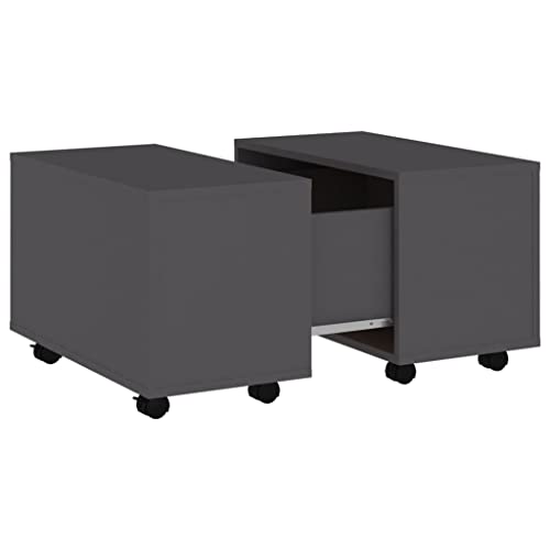 homiuse Couchtisch Esstisch Beistelltisch mit Rollen Multifunktionale Wohnzimmermöbel Inneneinrichtung Modernes Design Grau 60x60x38 cm von homiuse