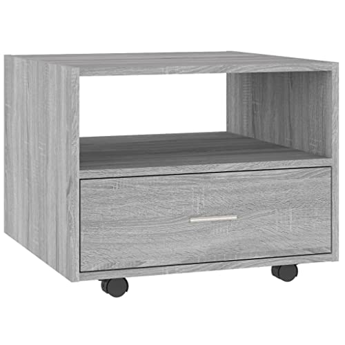 homiuse Couchtisch Esstisch Beistelltisch mit Rollen Multifunktionale Wohnzimmermöbel Inneneinrichtung Modernes Design Grau Sonoma 55x55x40 cm von homiuse