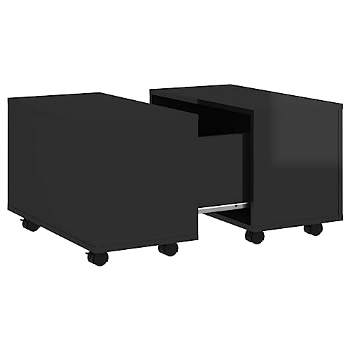 homiuse Couchtisch Esstisch Beistelltisch mit Rollen Multifunktionale Wohnzimmermöbel Inneneinrichtung Modernes Design Hochglanz-Schwarz 60x60x38 cm homiuse Couchtisch Esstisch Beistelltisch mit Rollen Multifunktionale Wohnzimmermöbel Inneneinrichtung Modernes Design Hochglanz-Schwarz 60x60x38 cm von homiuse