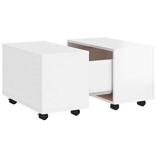 homiuse Couchtisch Esstisch Beistelltisch mit Rollen Multifunktionale Wohnzimmermöbel Inneneinrichtung Modernes Design Hochglanz-Weiß 60x60x38 cm von homiuse