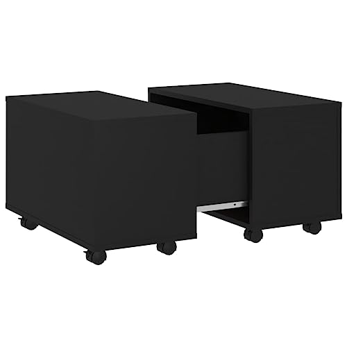 homiuse Couchtisch Esstisch Beistelltisch mit Rollen Multifunktionale Wohnzimmermöbel Inneneinrichtung Modernes Design Schwarz 60x60x38 cm von homiuse