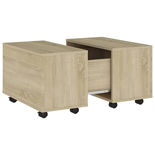 homiuse Couchtisch Esstisch Beistelltisch mit Rollen Multifunktionale Wohnzimmermöbel Inneneinrichtung Modernes Design Sonoma-Eiche 60x60x38 cm homiuse Couchtisch Esstisch Beistelltisch mit Rollen Multifunktionale Wohnzimmermöbel Inneneinrichtung Modernes Design Sonoma-Eiche 60x60x38 cm von homiuse