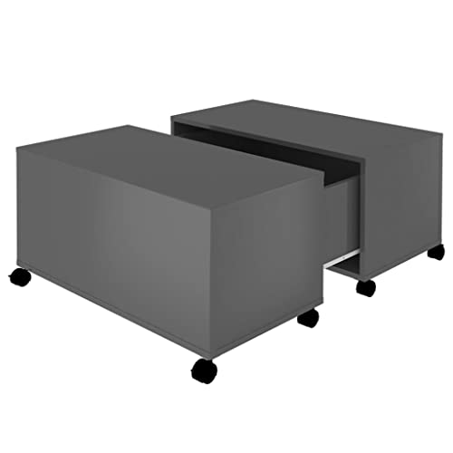 homiuse Couchtisch Esstisch Beistelltisch mit Rollen Wohnzimmermöbel Inneneinrichtung Modernes Design Hochglanz-Grau 75x75x38 cm homiuse Couchtisch Esstisch Beistelltisch mit Rollen Wohnzimmermöbel Inneneinrichtung Modernes Design Hochglanz-Grau 75x75x38 cm von homiuse