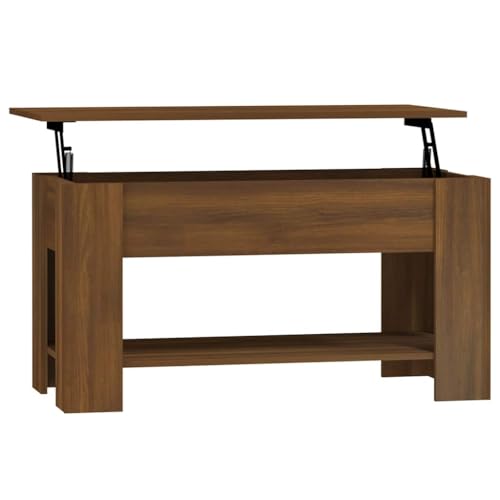 homiuse Couchtisch Esstisch Höhenverstellbar Beistelltisch Wohnzimmermöbel Inneneinrichtung Braun Eichen-Optik 101x49x52 cm von homiuse
