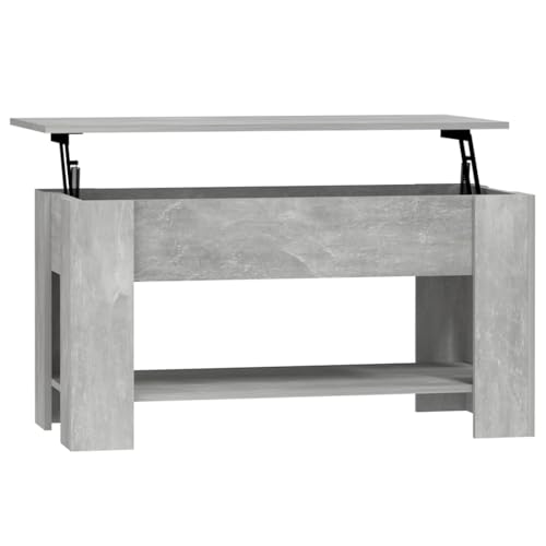 homiuse Couchtisch Esstisch Höhenverstellbar Beistelltisch Wohnzimmermöbel Inneneinrichtung Modernes Design Betongrau 101x49x52 cm von homiuse