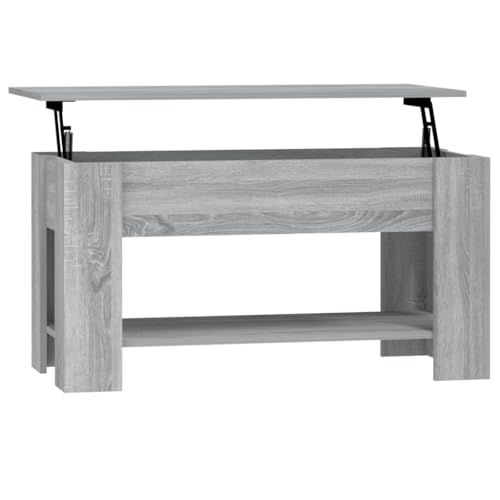homiuse Couchtisch Esstisch Höhenverstellbar Beistelltisch Wohnzimmermöbel Inneneinrichtung Modernes Design Grau Sonoma 101x49x52 cm von homiuse