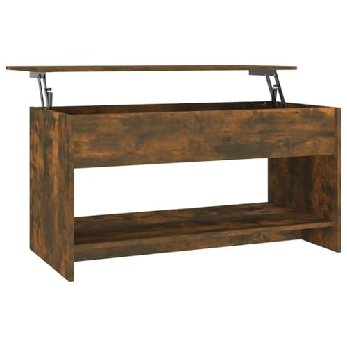 homiuse Couchtisch Esstisch Höhenverstellbar Beistelltisch Wohnzimmermöbel Inneneinrichtung Modernes Design Räuchereiche 102x50x52,5 cm von homiuse