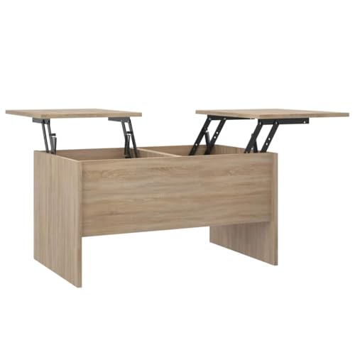 homiuse Couchtisch Esstisch Höhenverstellbar Beistelltisch Wohnzimmermöbel Inneneinrichtung Modernes Design Sonoma-Eiche 80x50x42,5 cm von homiuse