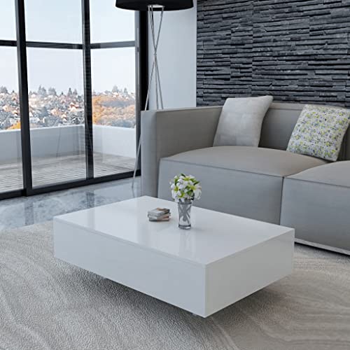 homiuse Couchtisch Hochglanz Weiß 85x55x31 cm Beistelltisch Rechteckiger Tisch Couch Tischchen Wohnzimmer Endtische füR Wohnzimmer Schlafzimmer Oder Balkon Modern Style Praktisch Und Schön MDF von homiuse