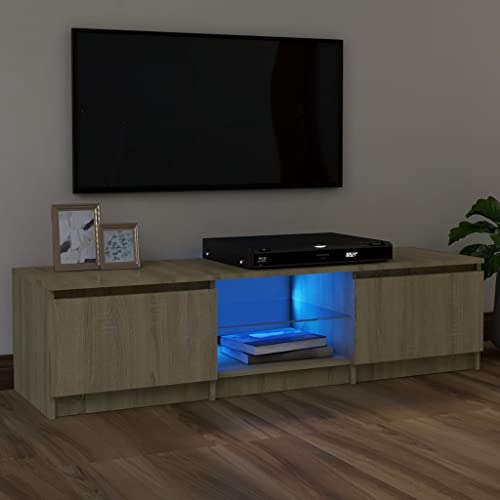 homiuse Fernsehschrank mit LED-Leuchten Sonoma-Eiche 120x30x35,5 cm TV Board Fernsehschrank Fernsehtisch TV Lowboard TV Kommode Fernseher Schrank TV Schrank TV Cabinet TV Stand von homiuse