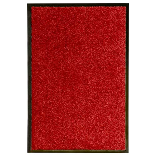 homiuse Fußmatte Waschbar Rot 40x60 cm Schmutzfangmatte Rechteckig Türmatte Schuhmatte Trendigen Bodenmatte Teppich Flur Läufer rutschfest Ideal für Den Innen- Und Außenbereich Bequem Langlebig von homiuse