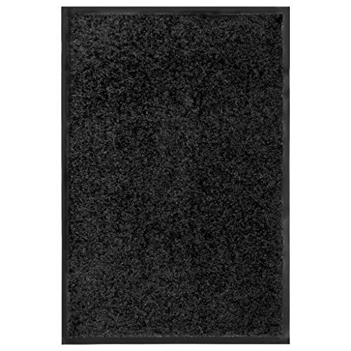 homiuse Fußmatte Waschbar Schwarz 40x60 cm Schmutzfangmatte Rechteckig Türmatte Schuhmatte Trendigen Bodenmatte Teppich Flur Läufer rutschfest Ideal für Den Innen- Und Außenbereich Bequem Langlebig von homiuse