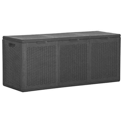 homiuse Garten-Aufbewahrungsbox 270 L Schwarz PP Rattan Auflagenbox Gartenbox Aufbewahrungstruhe Gartentruhe Kissenbox Garten Wasserdicht Kissenbox Outdoor Wasserdicht UV-beständig Innenhof, Terrasse von homiuse