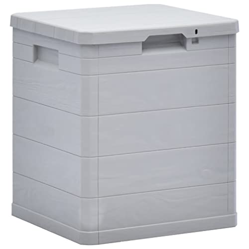 homiuse Garten-Aufbewahrungsbox 90 L Hellgrau Auflagenbox Gartenbox Aufbewahrungstruhe Gartentruhe Garten Wasserdicht Kissenbox Outdoor Wasserdicht Wetterfestem Abschließbar mit Holzoptik von homiuse