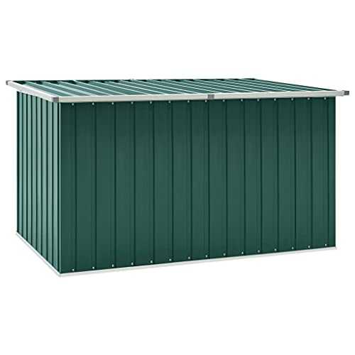 homiuse Gartenbox 171 x 99 x 93 cm Grün Auflagenbox Aufbewahrungsbox Aufbewahrungstruhe Gartentruhe Garten Wasserdicht Gartenbox Klein Kissenbox Outdoor Wasserdicht Verzinkter Stahl Klappdeckel von homiuse